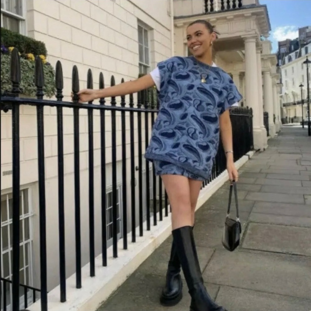 ZARA NWT JACQUARD KNIT BLUE SET BLOGGERS FAVORITE
